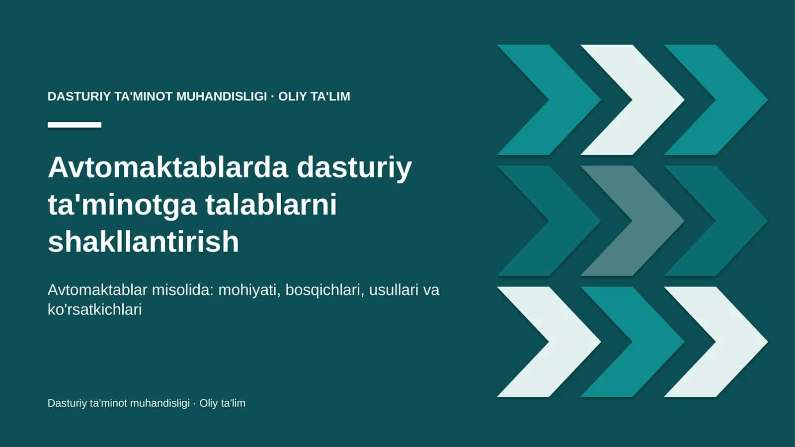 Avtomaktablarda dasturiy ta'minotga talablarni shakllantirish