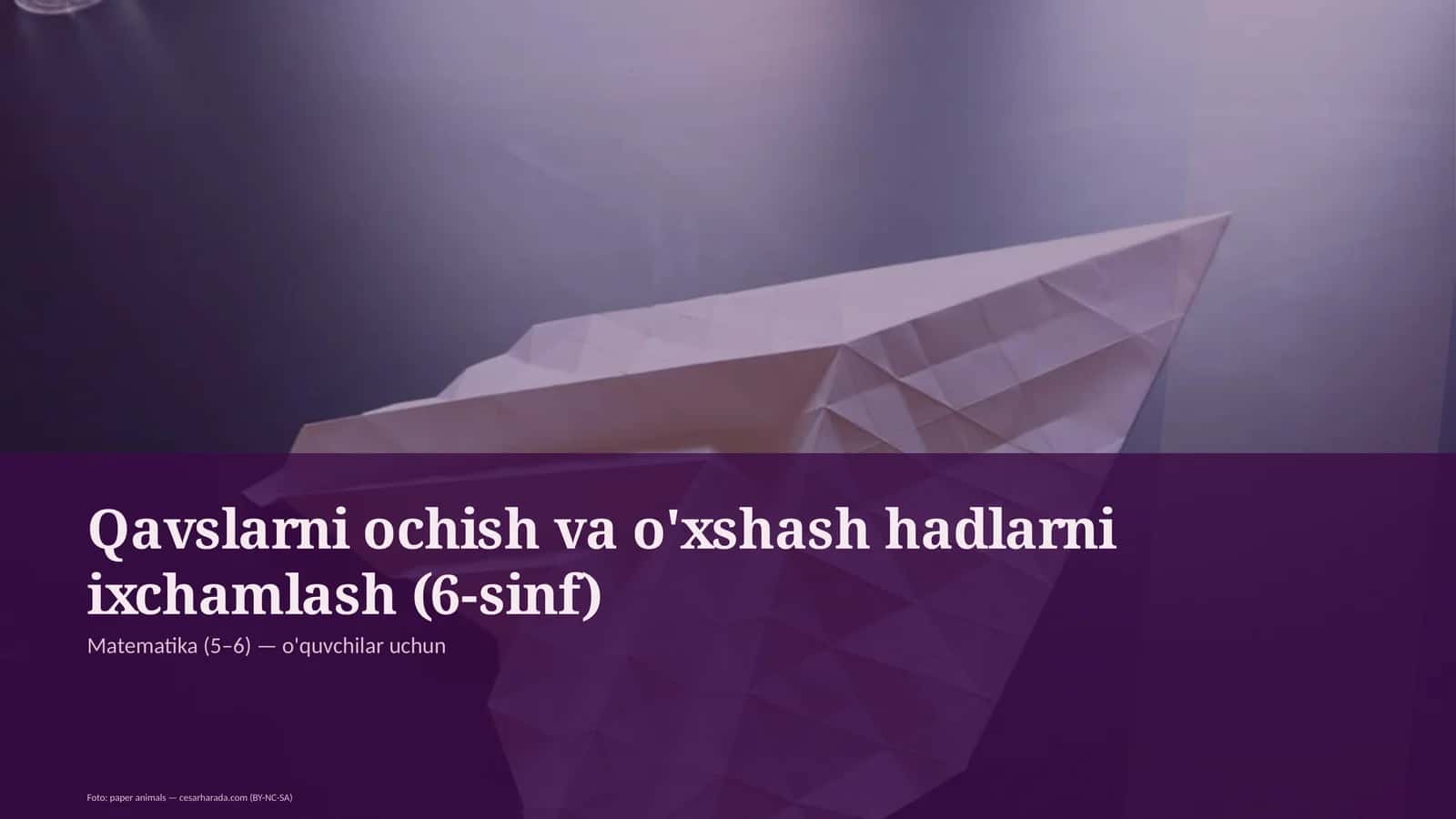Qavslarni ochish va o'xshash hadlarni ixchamlash (6-sinf)