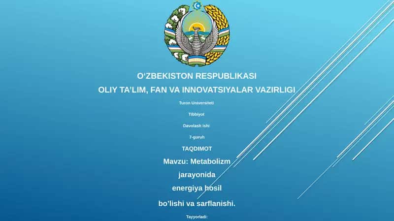 Metabolizm jarayonida energiya hosil bo’lishi va sarflanishi
