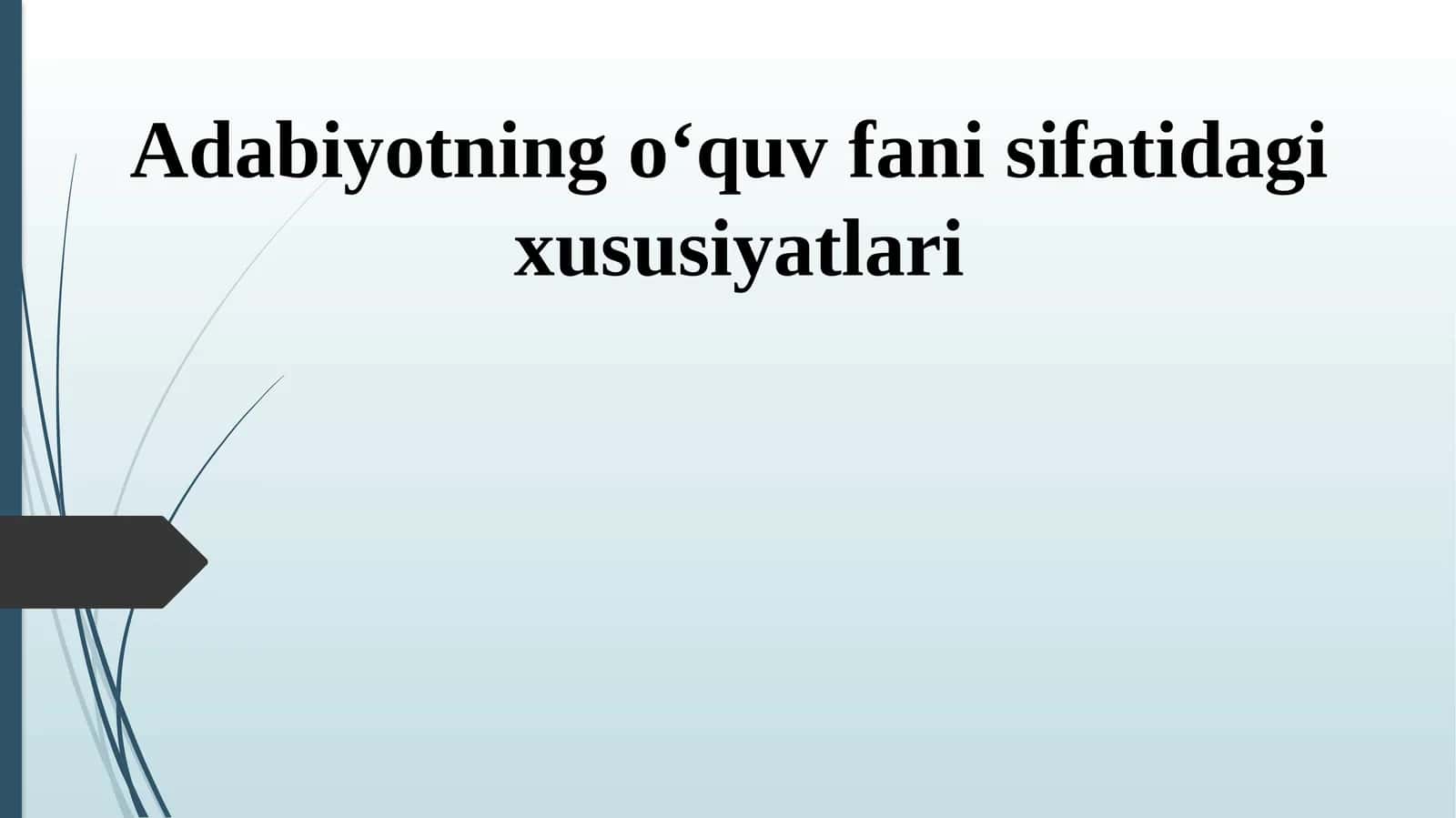 Adabiyotning o‘quv fani sifatidagi  xususiyatlari