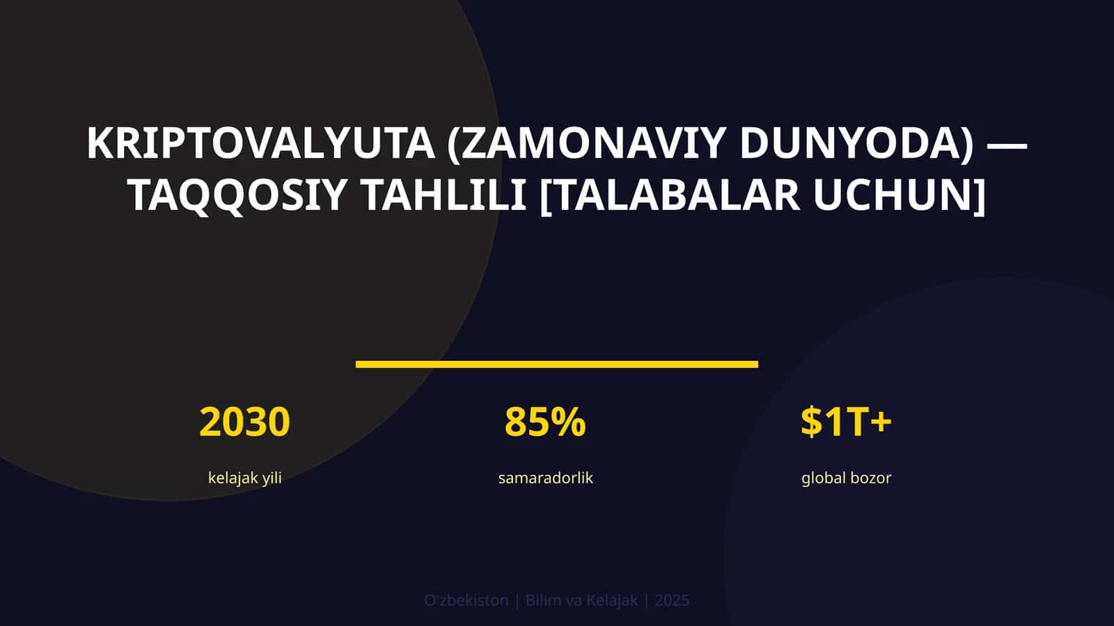 Kriptovalyuta (zamonaviy dunyoda) — taqqosiy tahlili [talabalar uchun]