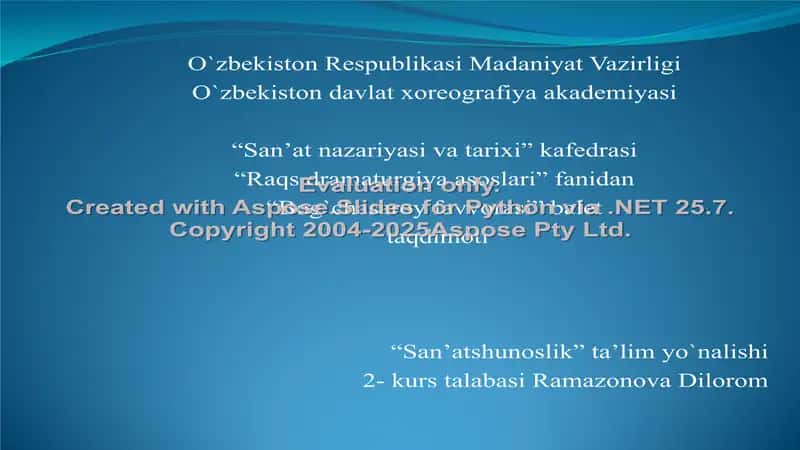 "Bog`chasaroy favvorasi" balet taqdimoti