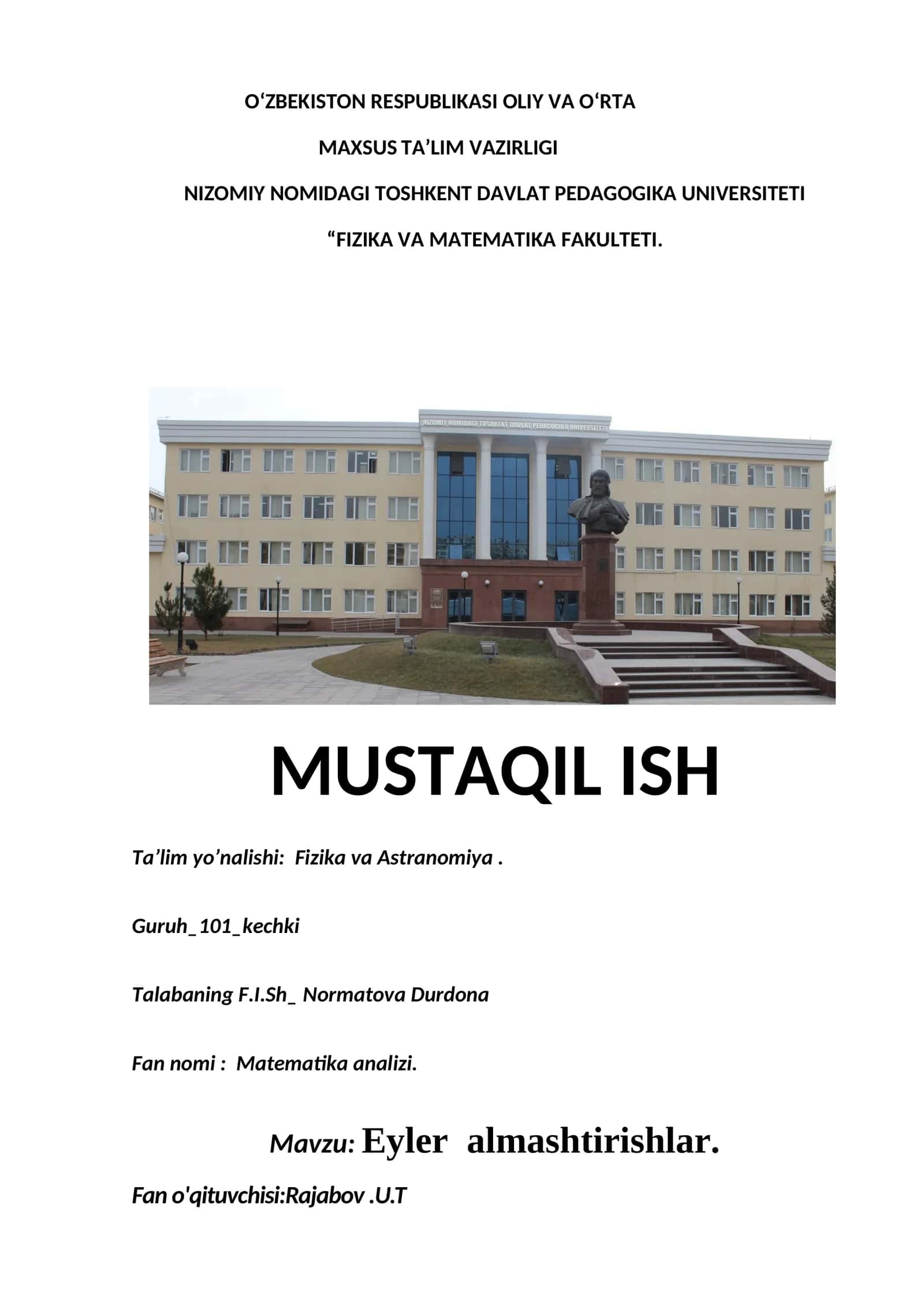 Eyler almashtirishlar
