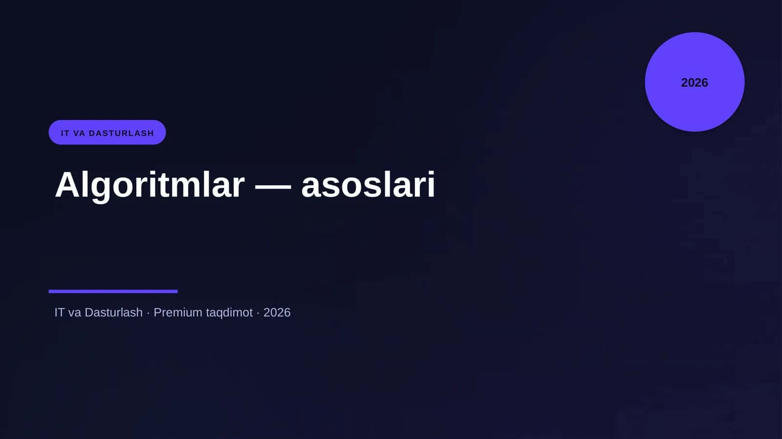 Algoritmlar — asoslari