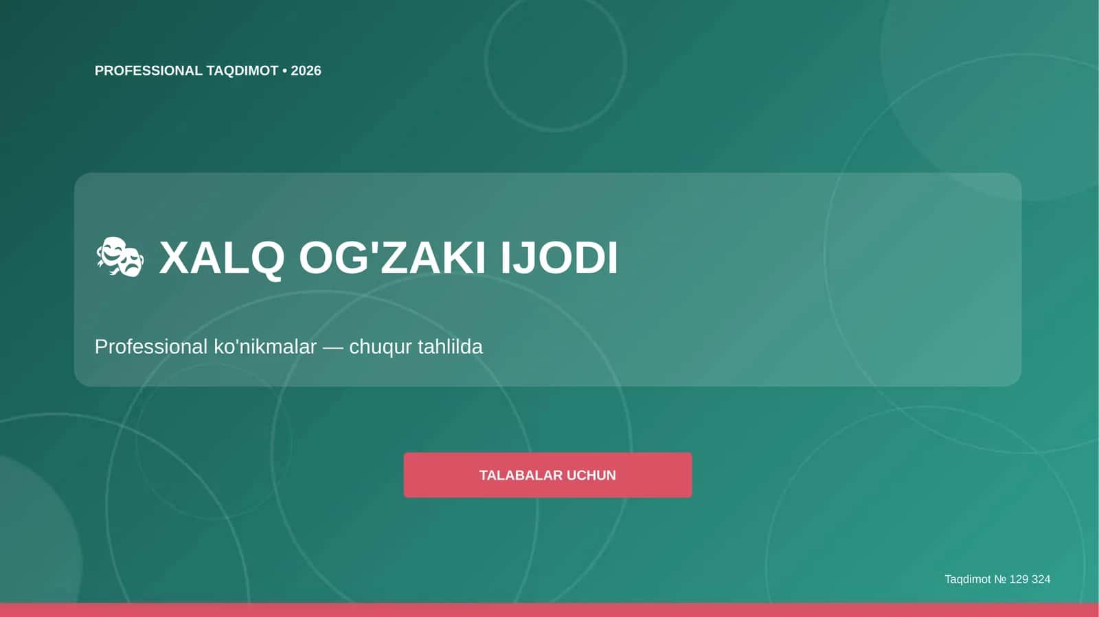 Xalq og'zaki ijodi: professional ko'nikmalar (chuqur tahlilda) [talabalar uchun]