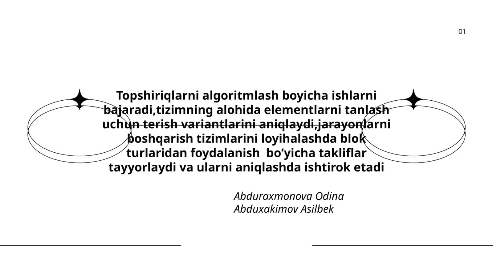 Topshiriqlarni algoritmlash