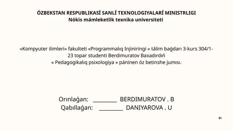 "Programmalıq Injiniringi" Tálim Baǵdarı