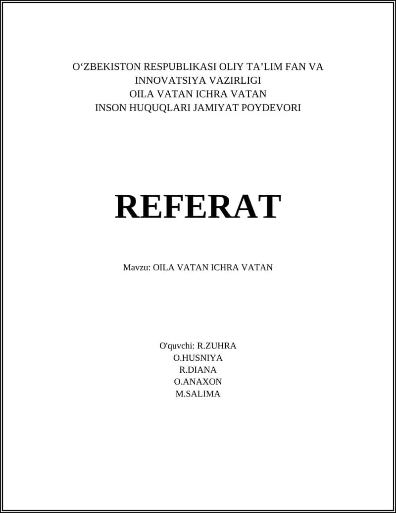 Oila va vatan: o‘zaro bog‘liqlik