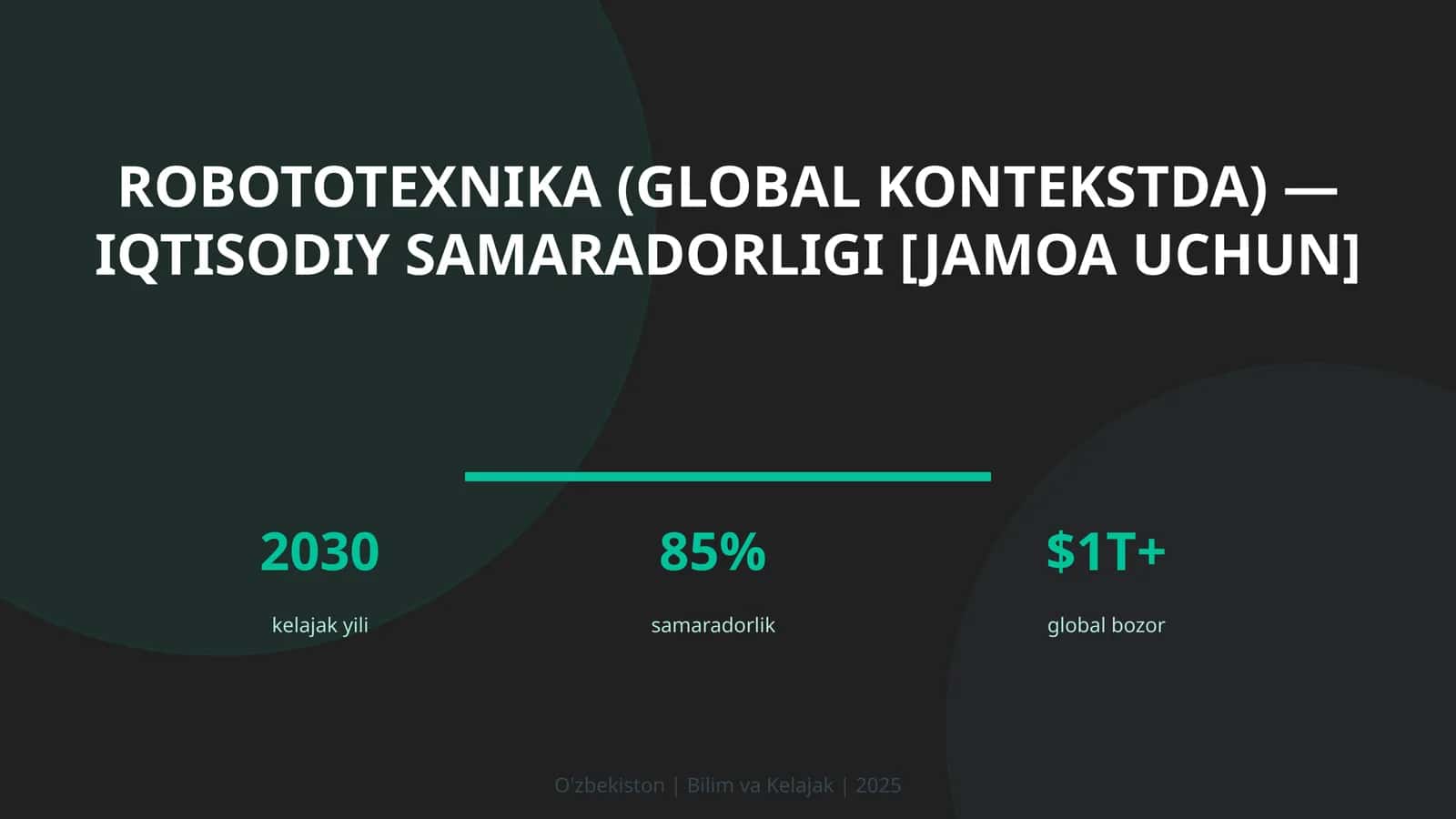 ROBOTOTEXNIKA (GLOBAL KONTEKSTDA) — IQTISODIY SAMARADORLIGI [JAMOA UCHUN]