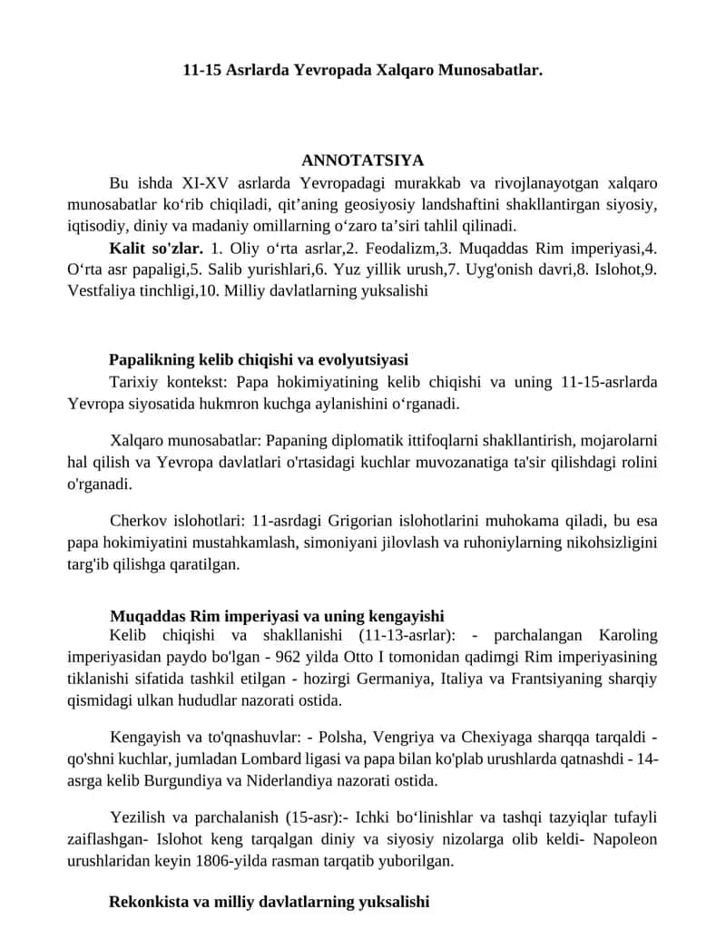 Xalqaro Munosabatlar