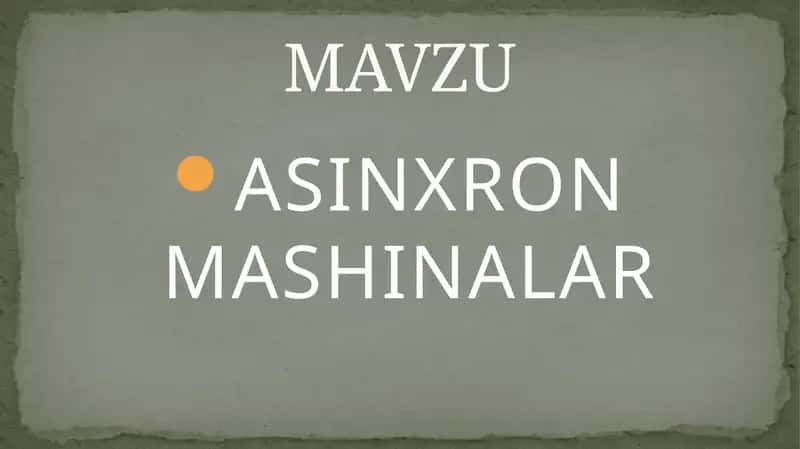 Asinxron mashinalar
