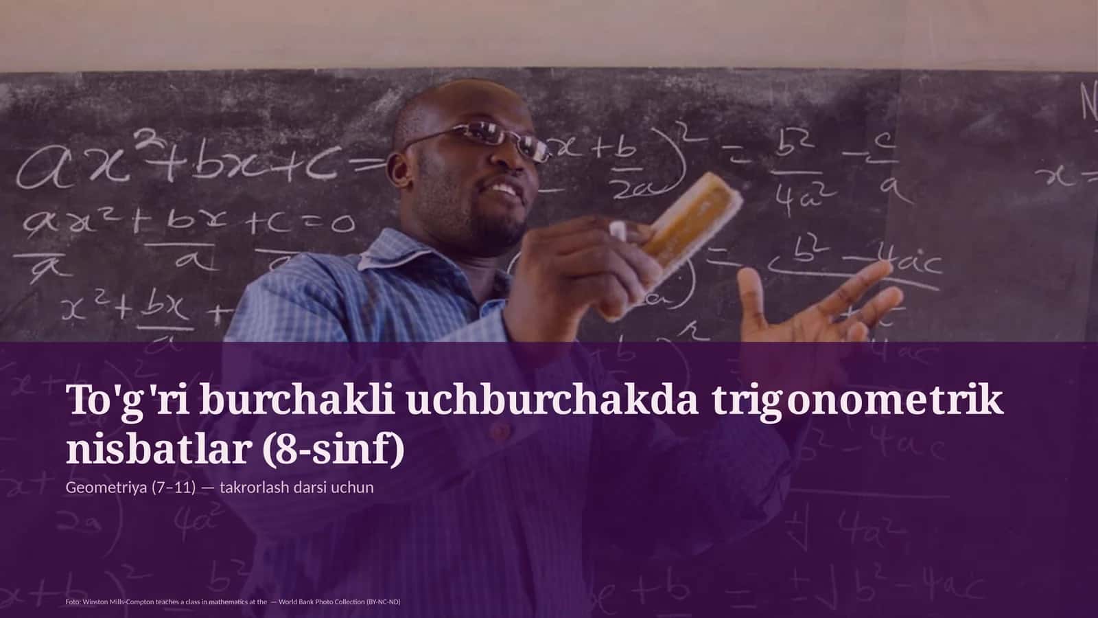 To'g'ri burchakli uchburchakda trigonometrik nisbatlar (8-sinf)