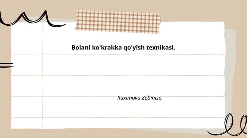 Bolani ko'krakka qo'yish texnikasi