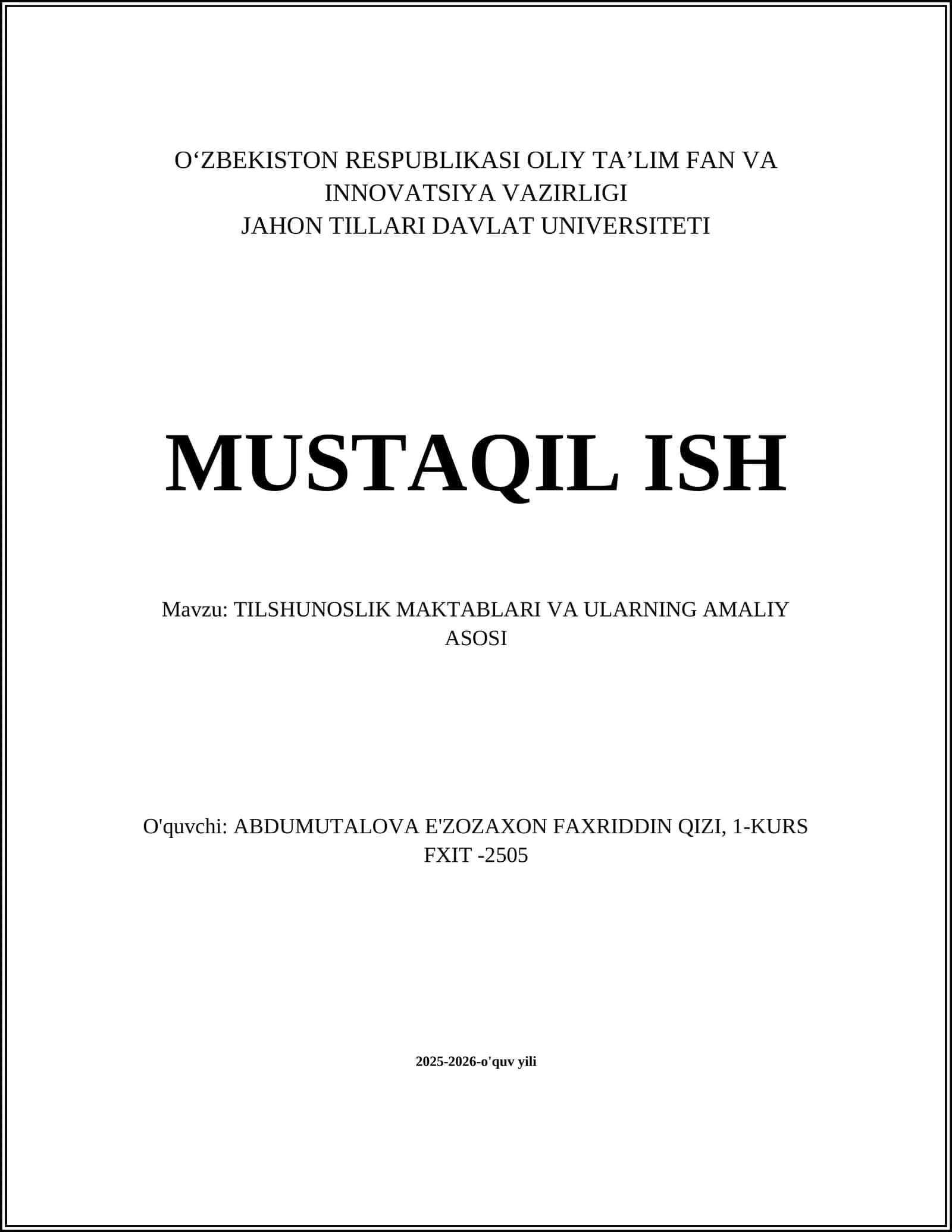 Strukturalizm maktabi va uning tilshunoslikdagi amaliy asosi