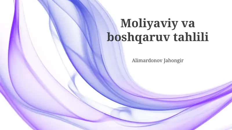 Moliyaviy va boshqaruv tahlili