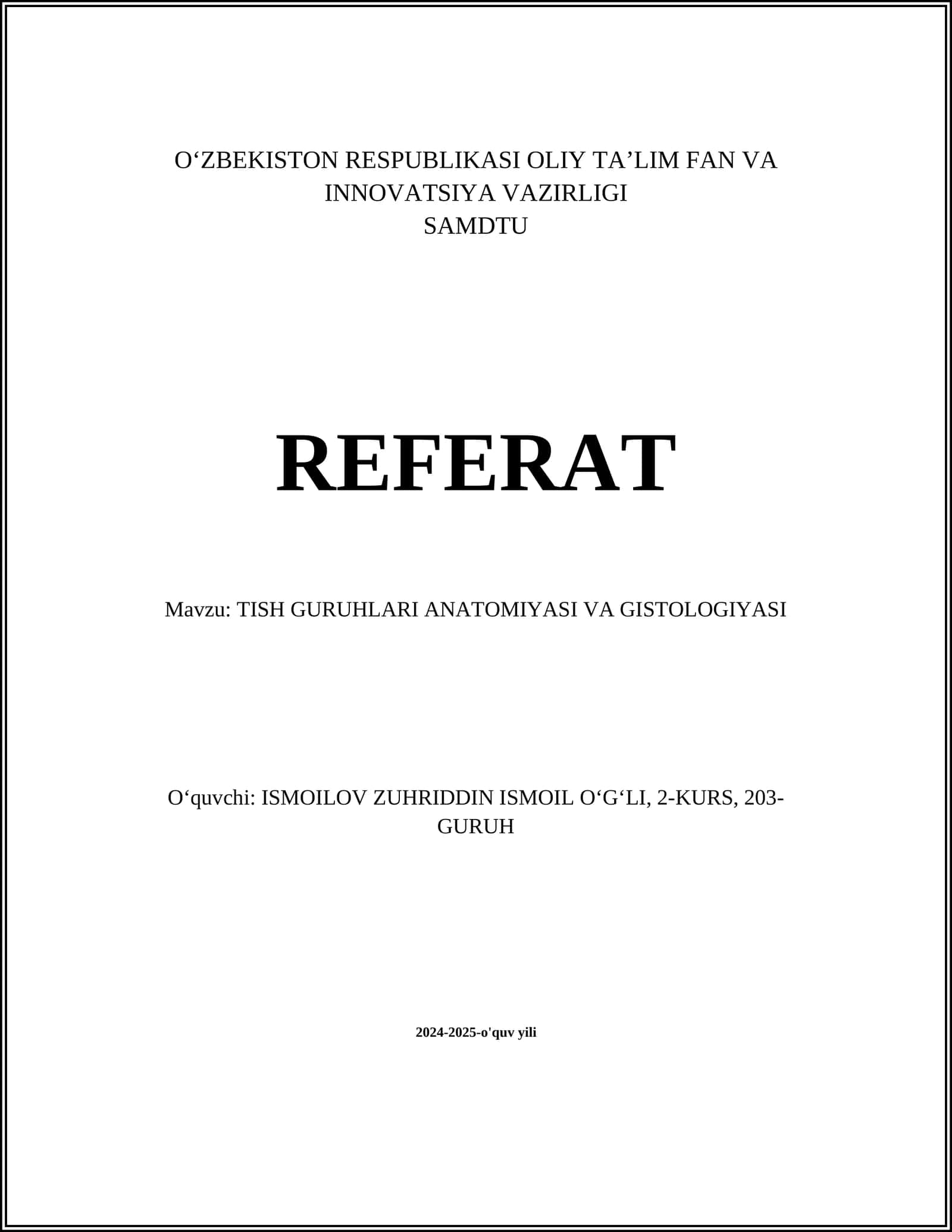 Tish Guruylari Anatomiyasi va Gistologiyasi