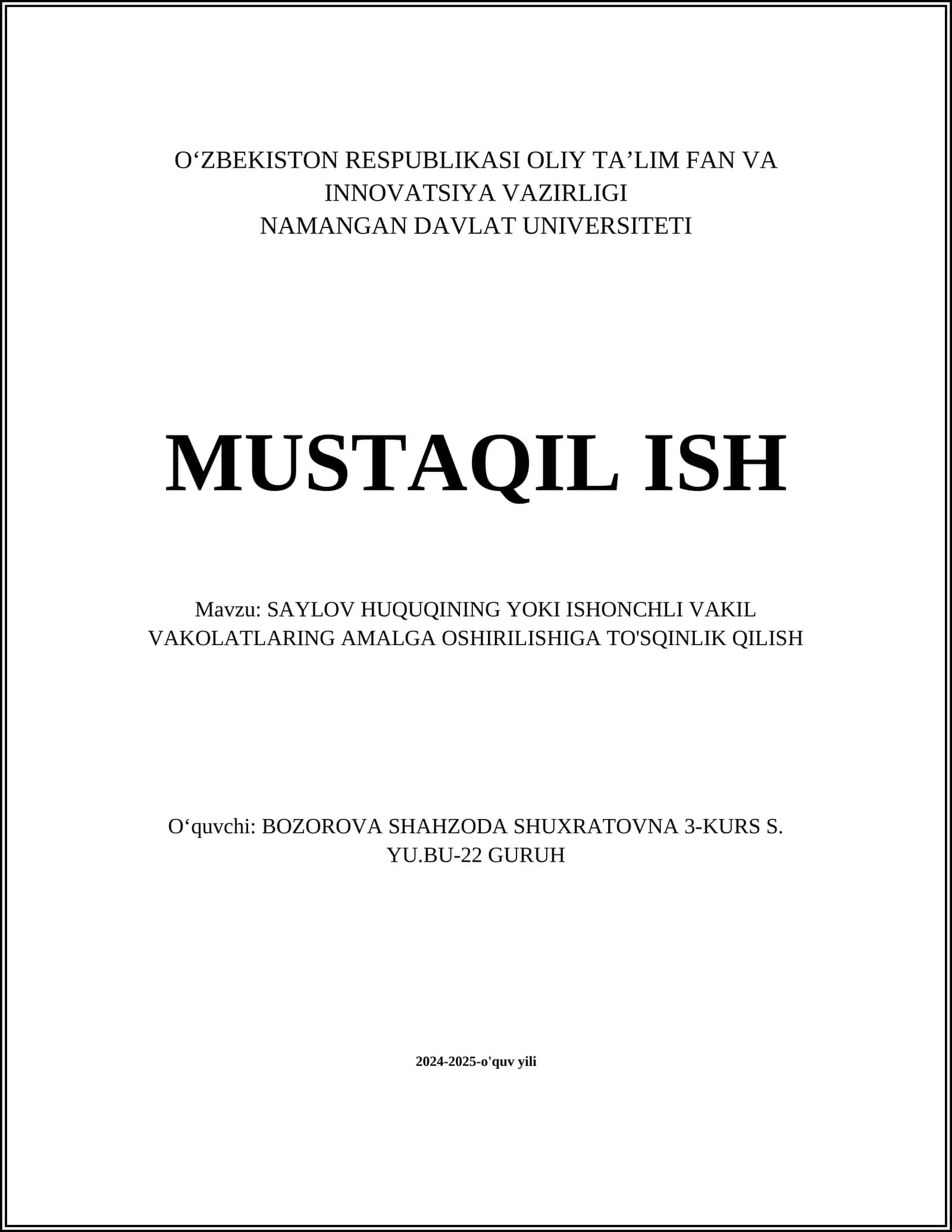 SAYLOV HUQUQLARI NAZARIYASI