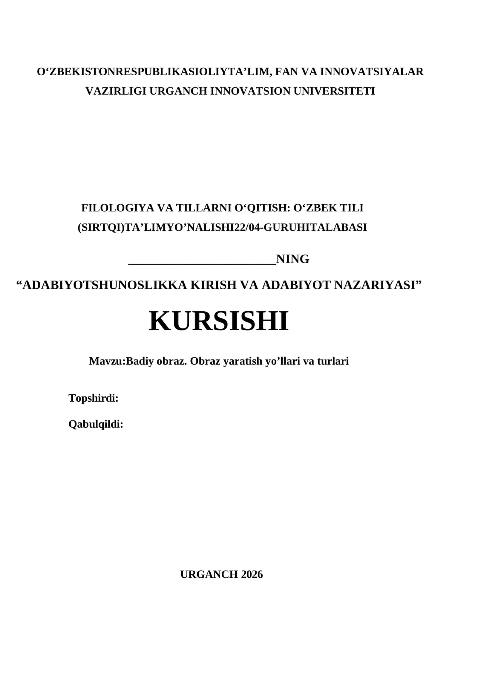 Obraz yaratish yo’llari va turlari