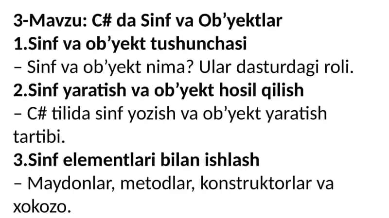 C# daSinfvaOb’yektlar
