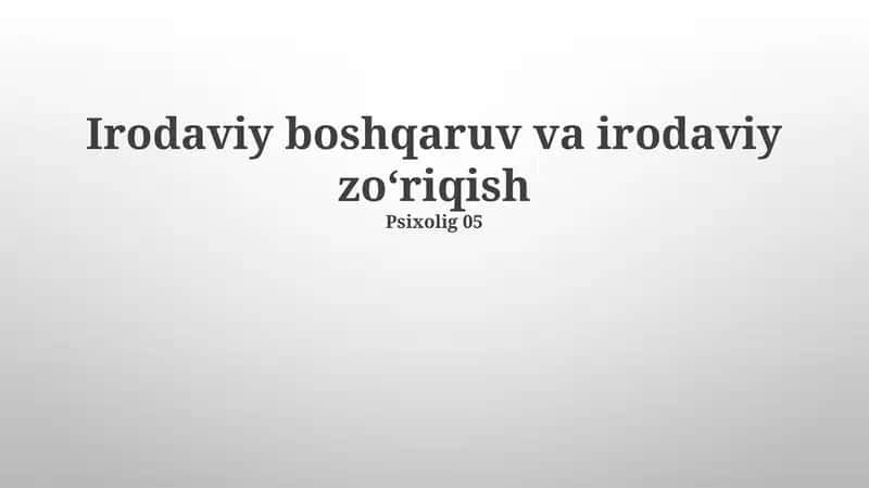 Iroda Psixologiyasi