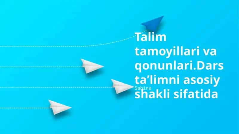 Talim tamoyillari va qonunlari. Dars taʼlimni asosiy shakli sifatida turli xil dars rejalashtirish va o'tkazish usullarini o'rganish, o'qitish Amaliyotlarini Tartibga Soluvchi Huquqiy Bazalar, darslarda texnologiyalardan foydalanish 1