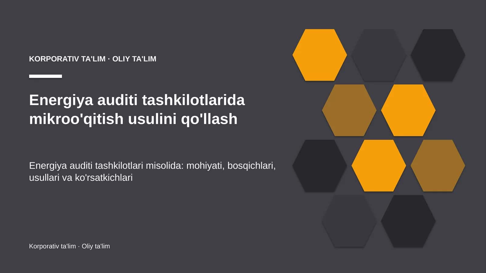 Energiya auditi tashkilotlarida mikroo'qitish usulini qo'llash