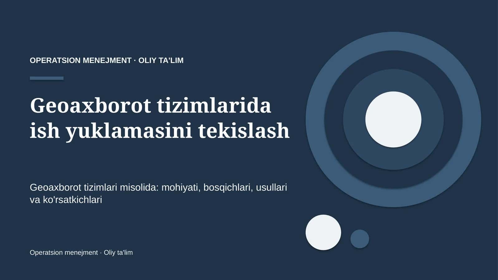 Geoaxborot tizimlarida ish yuklamasini tekislash