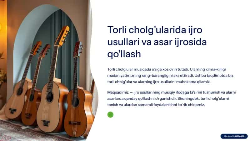 Torli cholg'ularida ijro usullari va asar ijrosida qo'llash