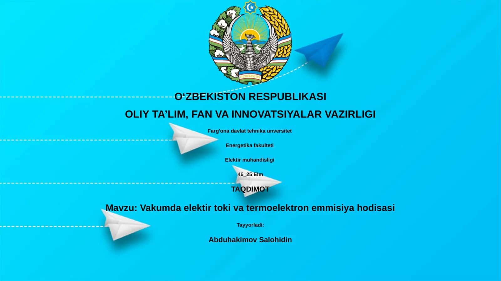 Vakumda elektir toki va termoelektron emmisiya hodisasi