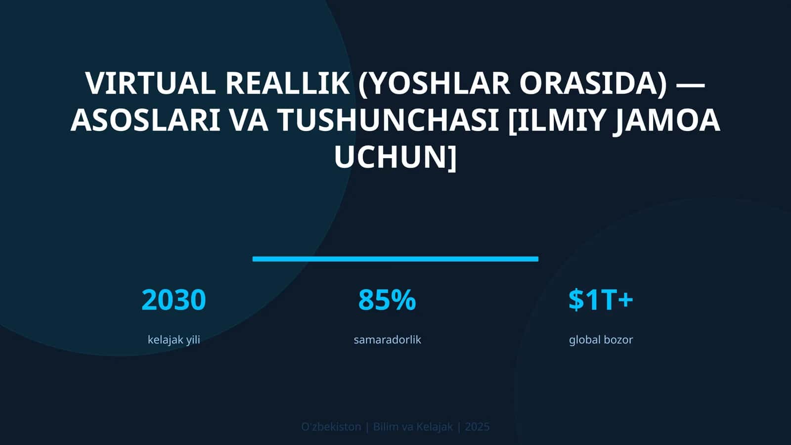 Virtual reallik (yoshlar orasida) — asoslari va tushunchasi [ilmiy jamoa uchun]