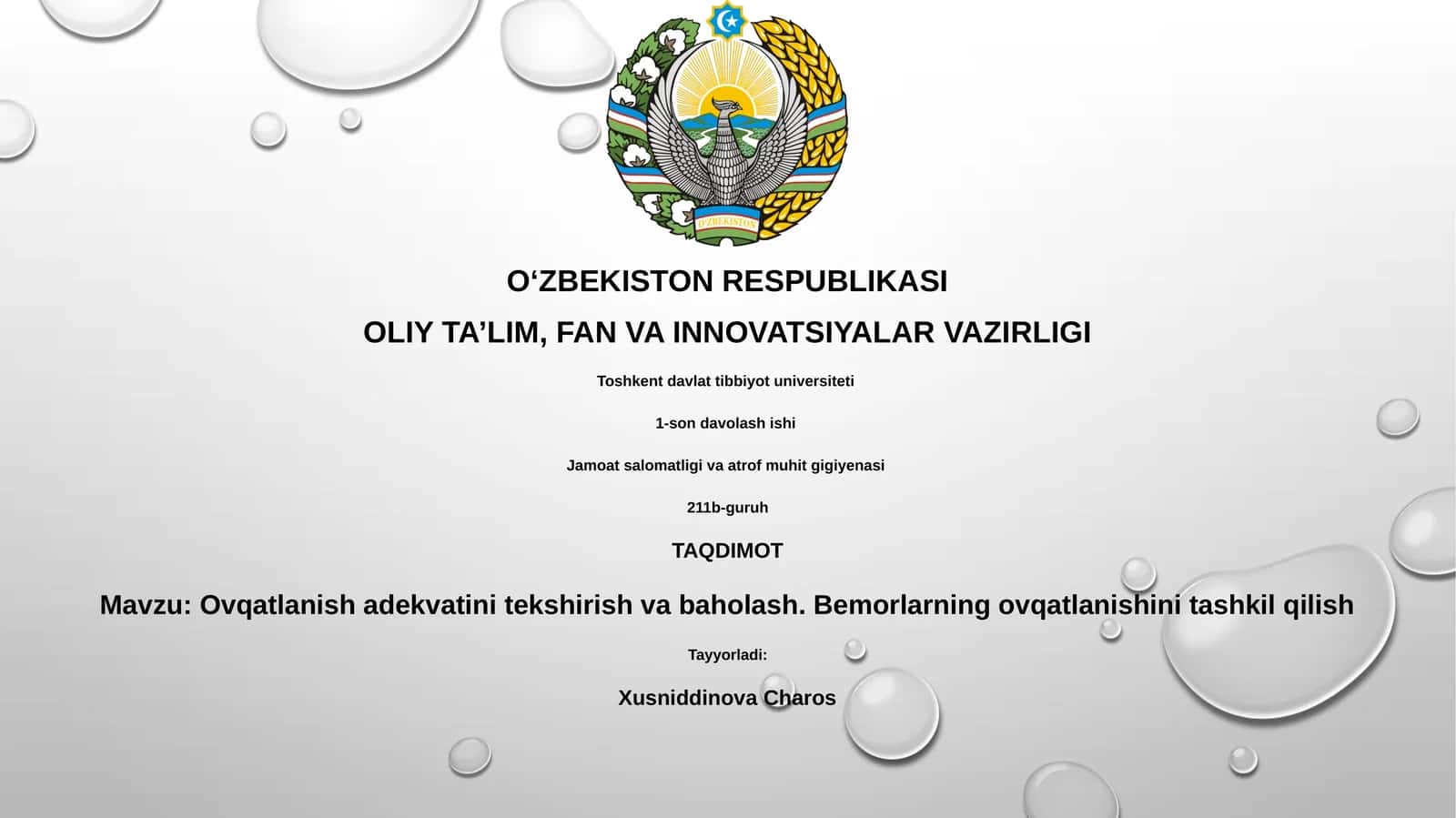 Oziqlanish adekvatini tekshirish va baholash