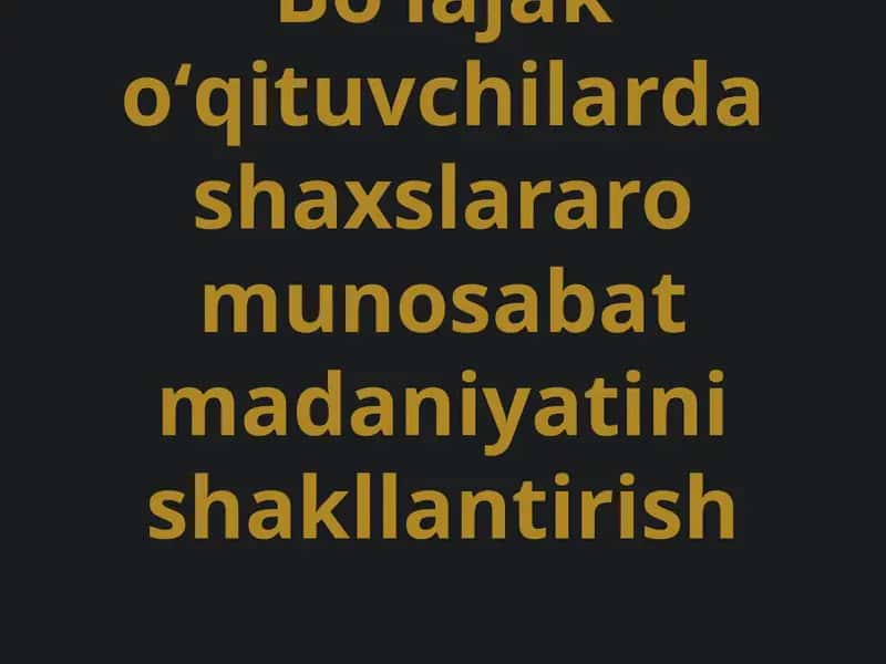 Shaxslararo munosabat madaniyati