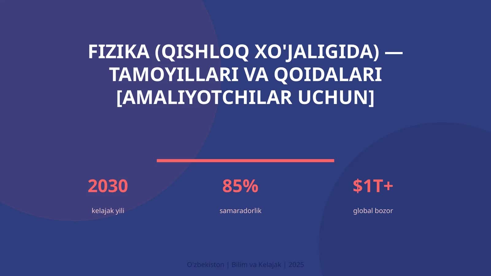 FIZIKA (QISHLOQ XO'JALIGIDA) — TAMOYILLARI VA QOIDALARI