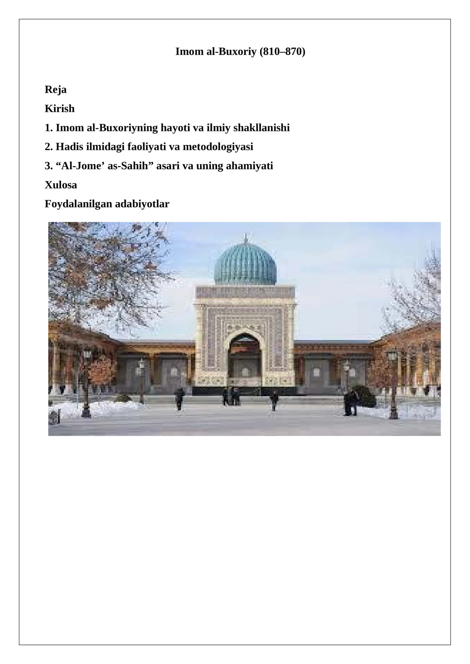 Imom al-Buxoriy (810–870)