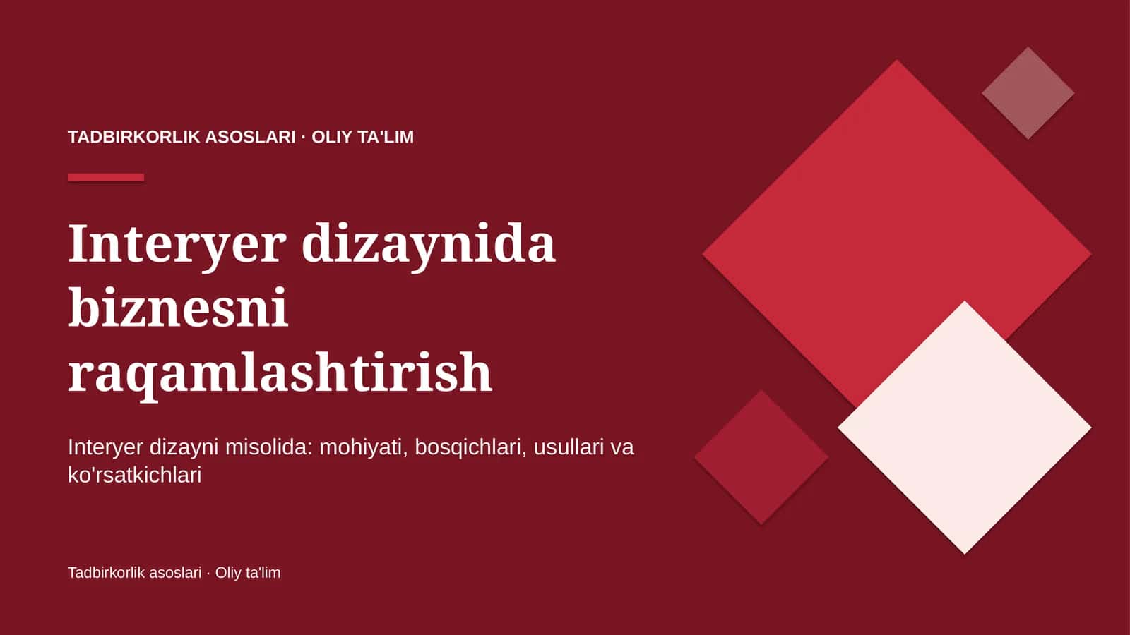 Interyer dizaynida biznesni raqamlashtirish