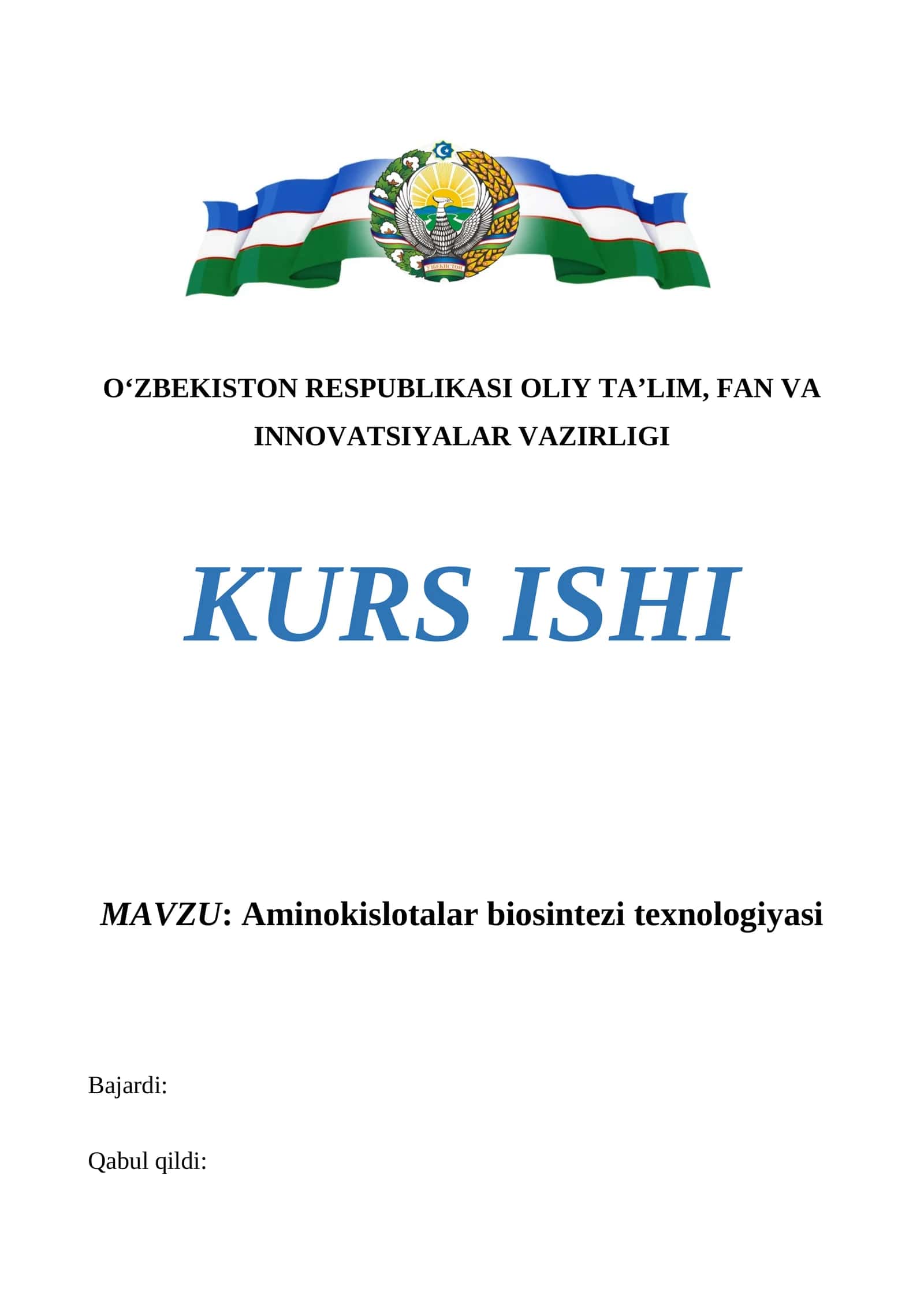 Aminokislotalar biosintezi texnologiyasi