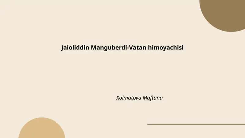 Jaloliddin Manguberdi-Vatan himoyachisi