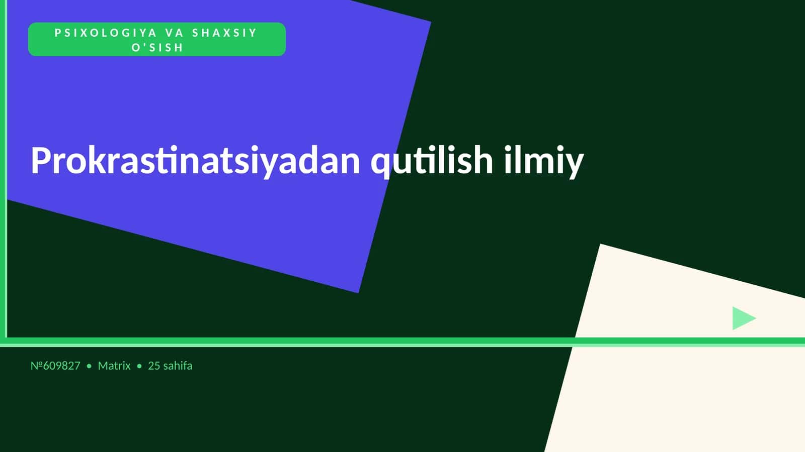 Prokrastinatsiyadan qutilish ilmiy