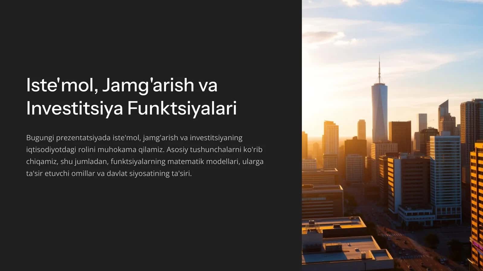 Iste'mol, Jamg'arish va Investitsiya Funktsiyalari