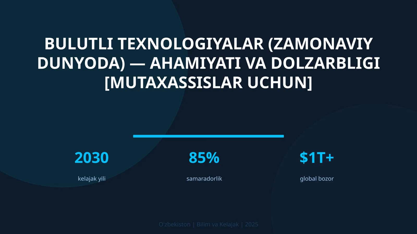 Bulutli texnologiyalar (zamonaviy dunyoda) — ahamiyati va dolzarbligi [mutaxassislar uchun]