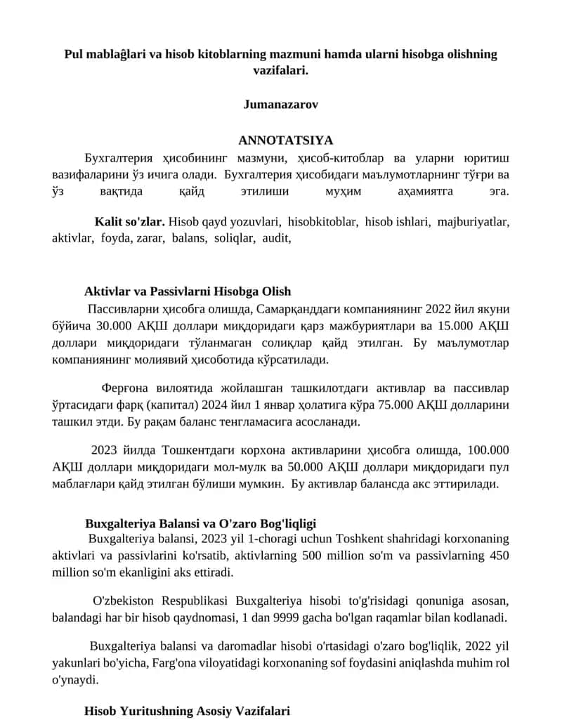 Buxgalteriya va hisob kitoblari