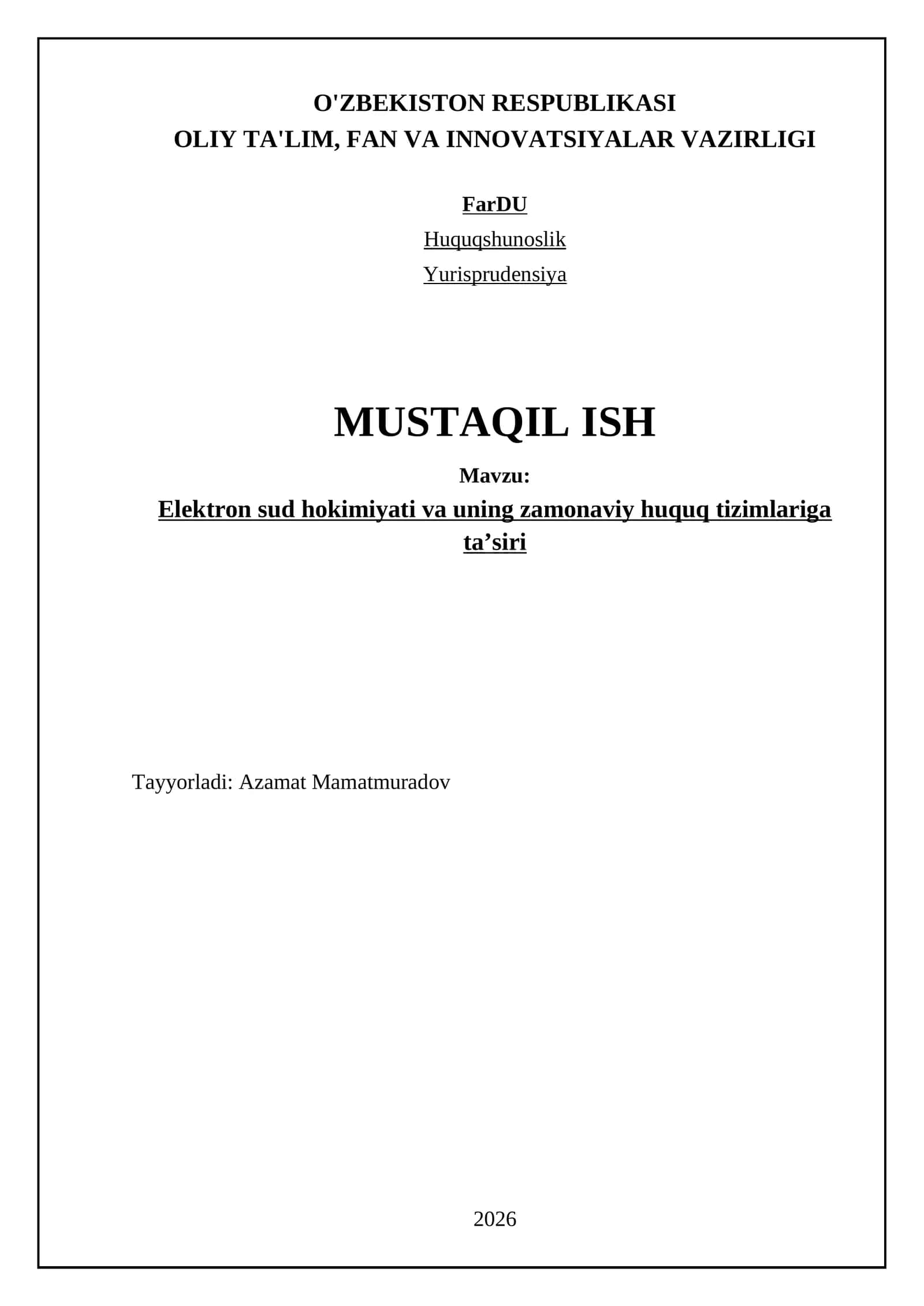 Elektron sud hokimiyati va uning zamonaviy huquq tizimlariga ta’siri