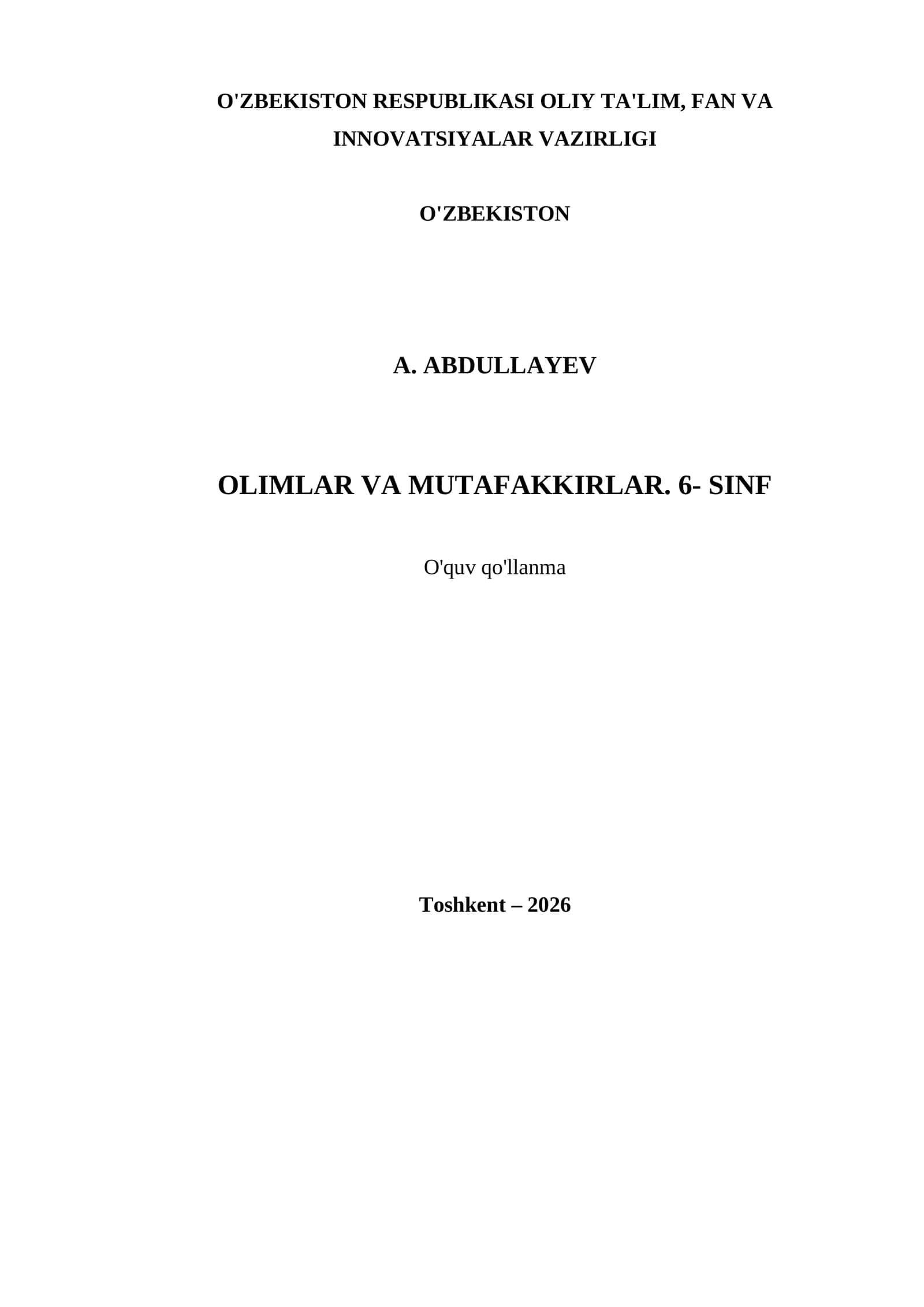 OLIMLAR VA MUTAFAKKIRLAR. 6- SINF