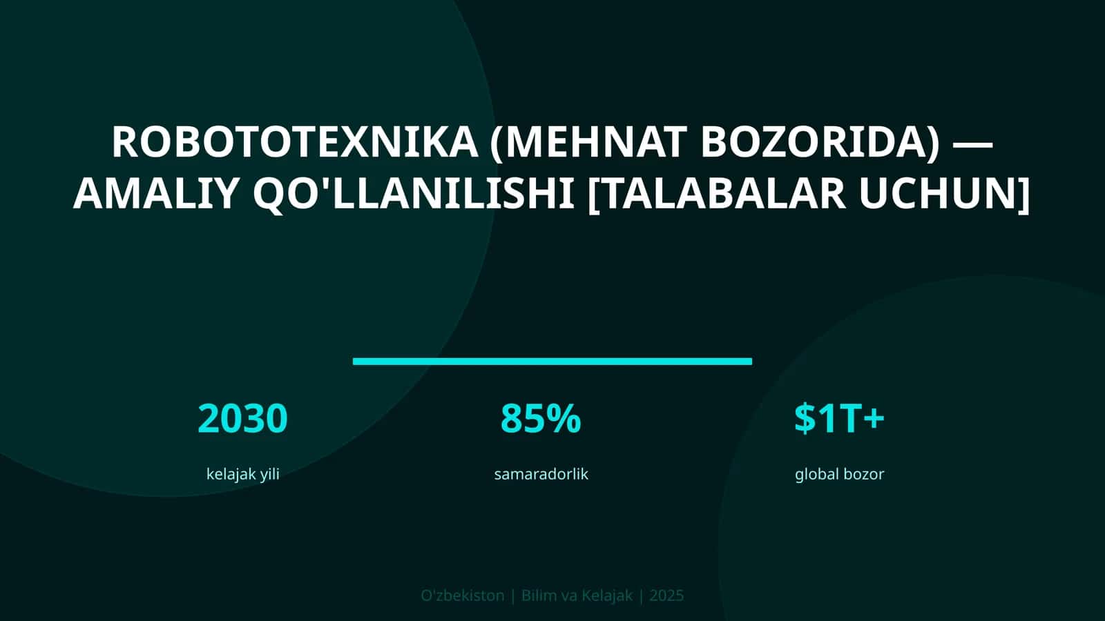Robototexnika (mehnat bozorida) — amaliy qo'llanilishi [talabalar uchun]