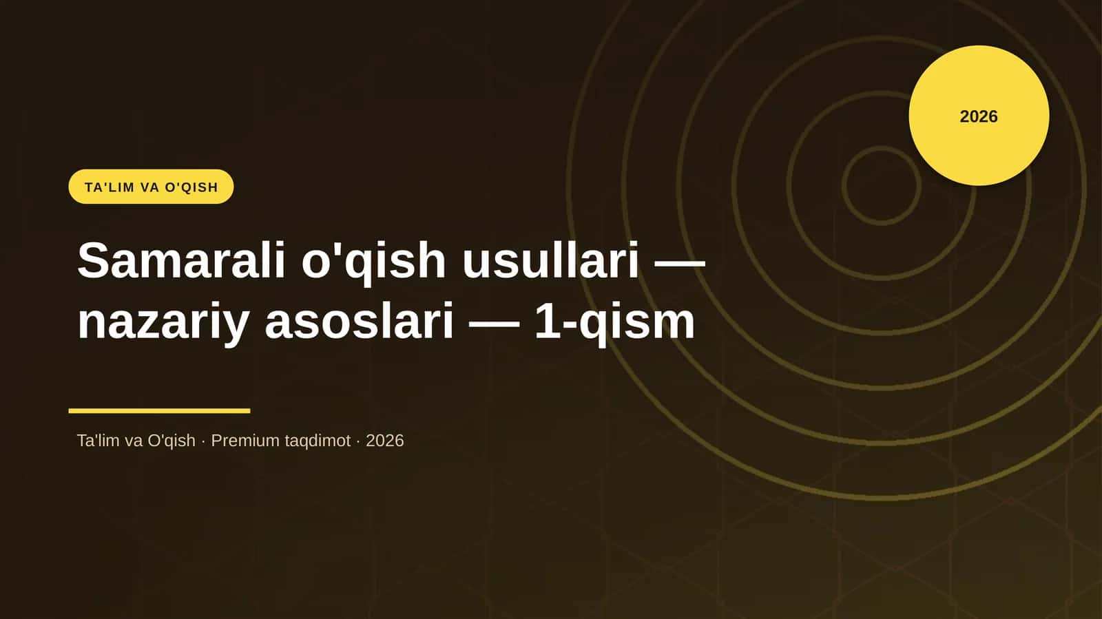 Samarali o'qish usullari — nazariy asoslari — 1-qism