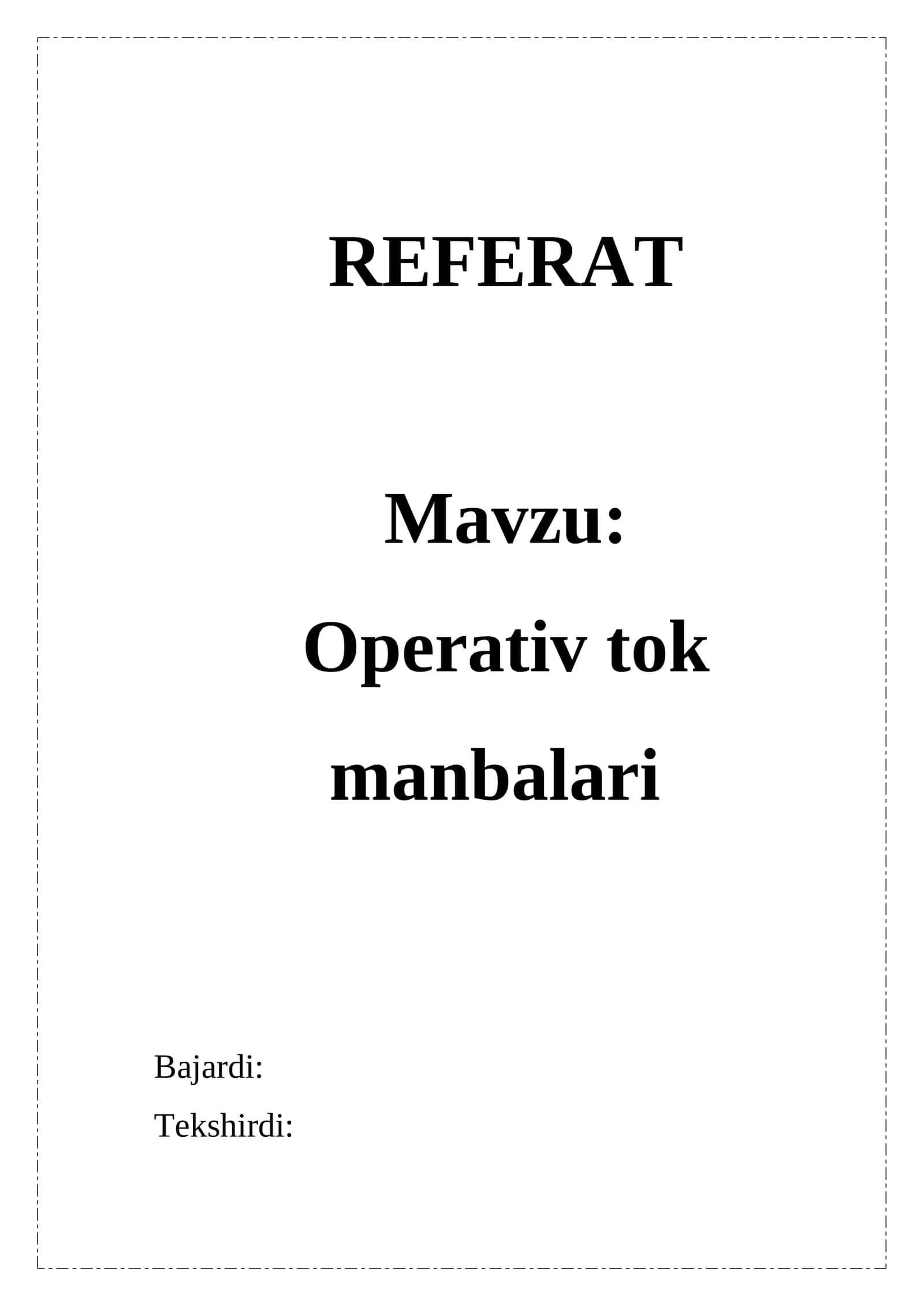 Operativ tоk manbalari