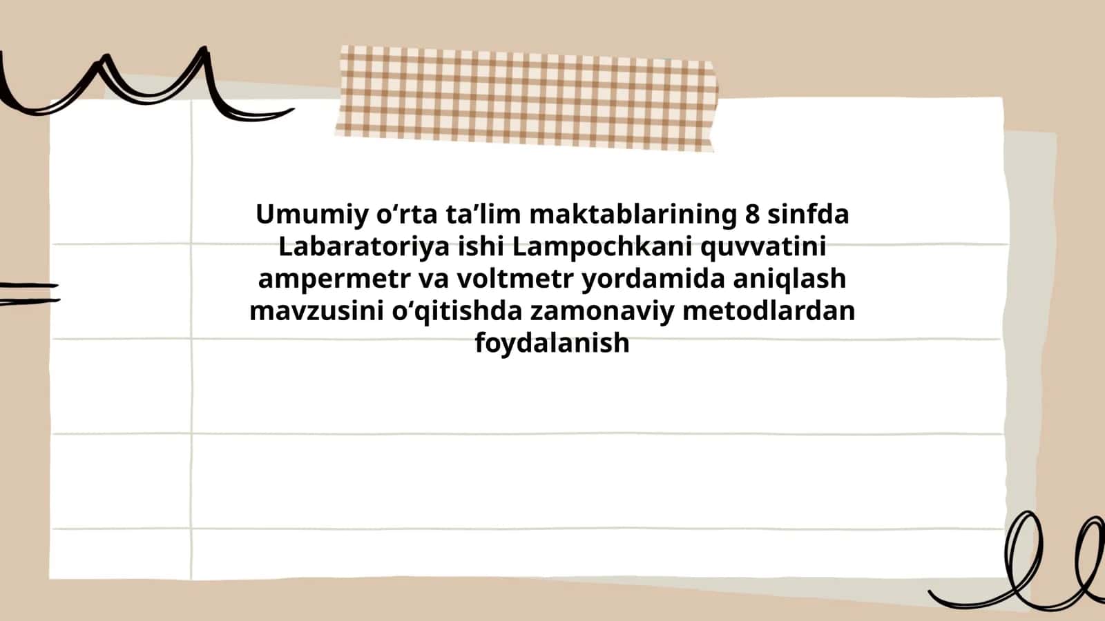 Labaratoriya ishi Lampochkani quvvatini ampermetr va voltmetr yordamida aniqlash