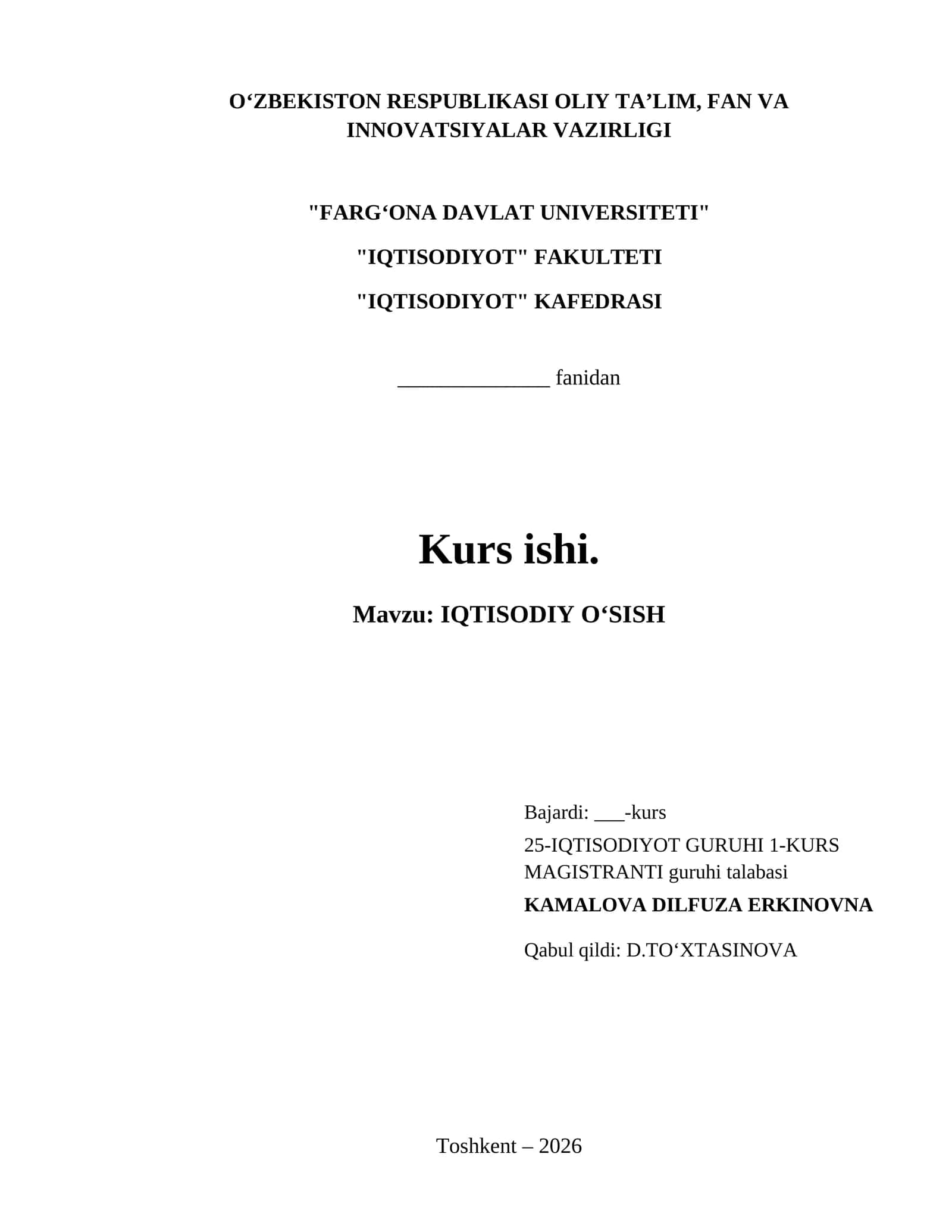 IQTISODIY OʻSISH