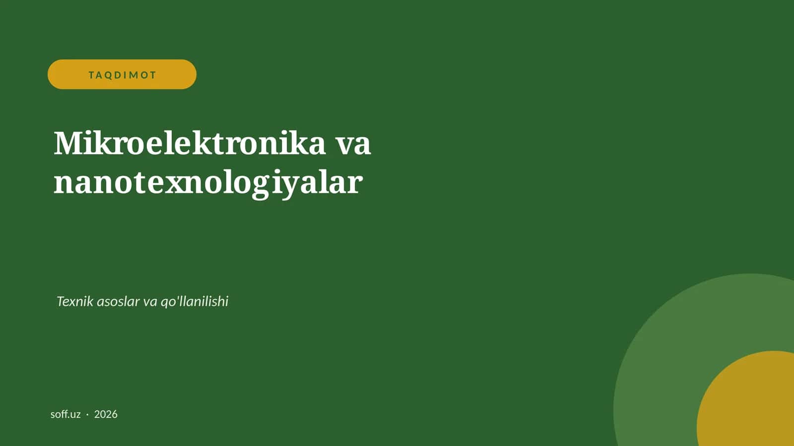 Mikroelektronika va nanotexnologiyalar