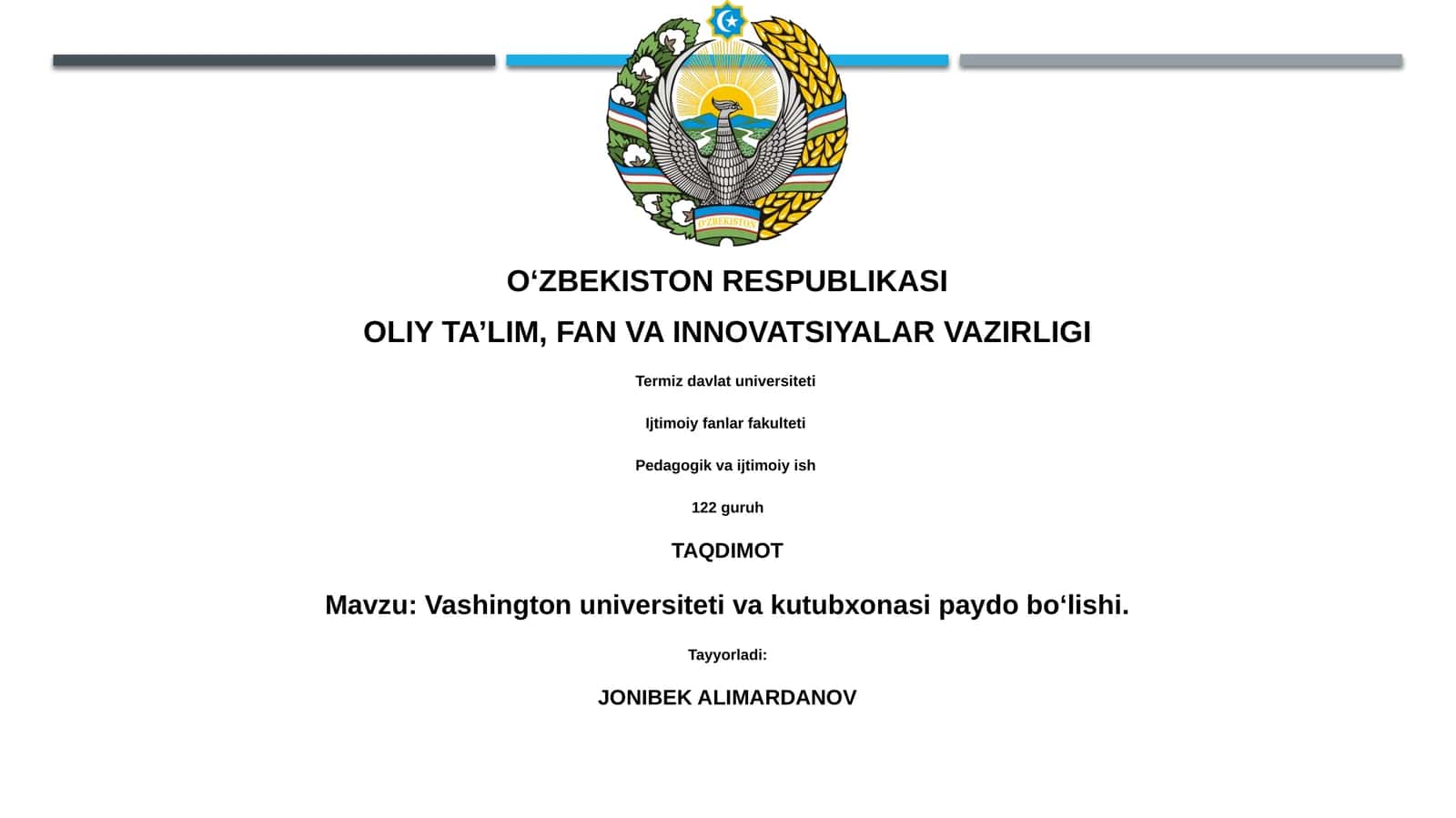 Vashington universiteti va kutubxonasi paydo boʻlishi